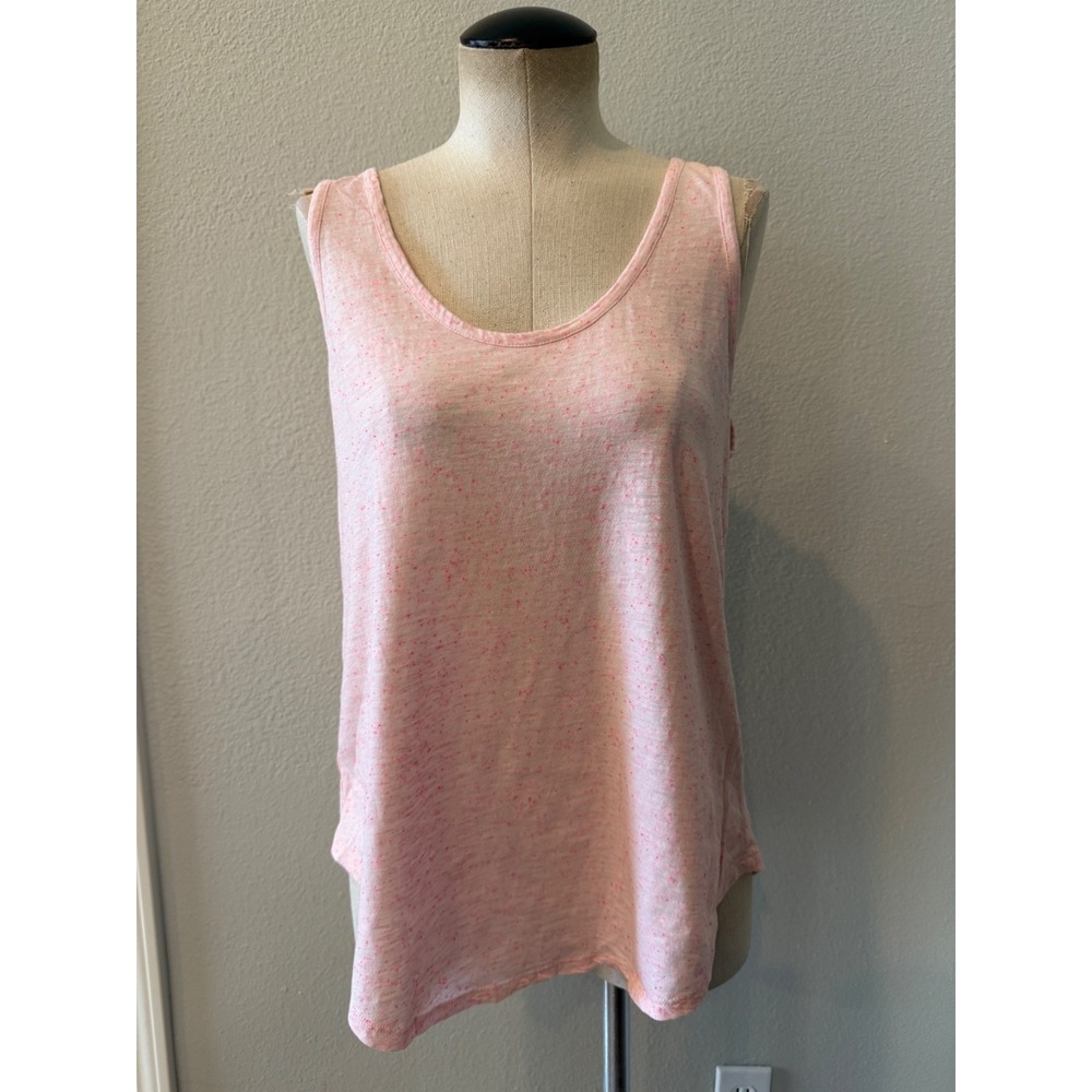 LOFT Women's Medium Pink Speckled Tank Top Strappy Back Cotton Sleeveless Casual